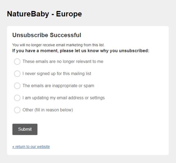 one click unsubscribe