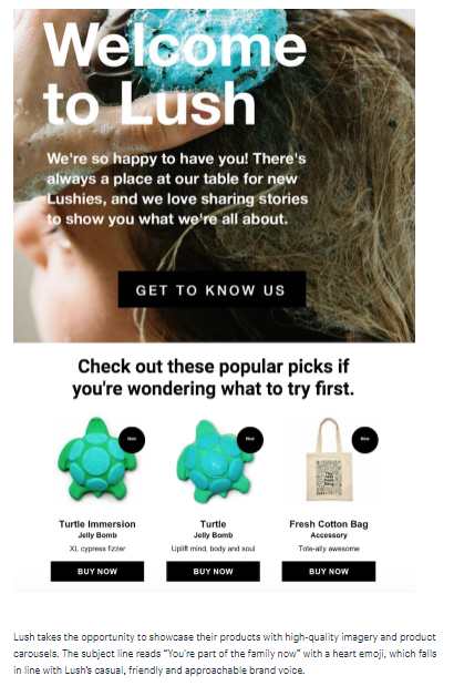 Lush welcome email